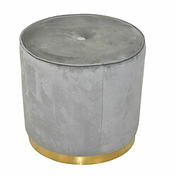 Decoshop26 Tabouret avec base métal doré avec revêtement en velours gris surpiqûres de boutons TABO05026