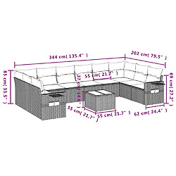 Avis vidaXL Salon de jardin 11 pcs avec coussins gris clair résine tressée