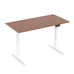 Kimex Bureau motorisé assis-debout 120x75cm Plateau noyer/Pied blanc, Connecté