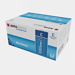 Agfa Photo AgfaPhoto Piles Alcalines PLUS Baby C LR14 (1.5V, Lot de 12) - Longue Durée de Vie - Idéales pour Appareils Ménagers, Lampes de Poche, Jouets et Plus - Performance Fiable et Constante - Noir 