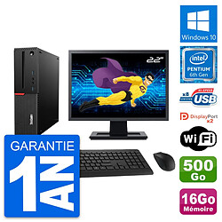 PC Lenovo M800 SFF Ecran 22" Intel G4400 RAM 16Go Disque 500Go Windows 10 Wifi - Occasion