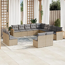 Maison Chic Salon de jardin avec coussins 13 pcs | Ensemble de Table et chaises | Mobilier d'Extérieur beige résine tressée -GKD23805