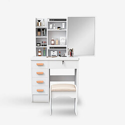 LLB LIVING LIFE BED Station de maquillage coiffeuse miroir coulissant tabouret chambre à coucher Camilla