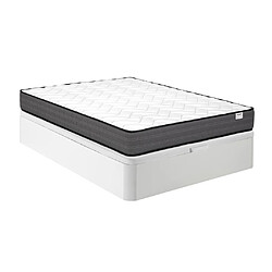 Vente-Unique Ensemble 140 x 190 cm sommier coffre blanc + matelas ressorts ensachés ép.20cm - AMBRACIE de YSMÉE 