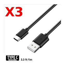 Little Boutik X3 Cable USB Type C Chargeur Noir pour Samsung Galaxy Note 8 S8 S8 PLUS A32017 A52017 PACK X3 Noir Couleur 