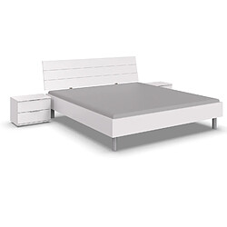 Pegane Chambre à coucher complète adulte ( lit adulte + 2 chevets ) coloris blanc