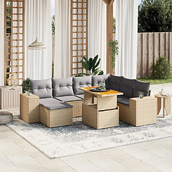 vidaXL Salon de jardin avec coussins 8 pcs beige résine tressée 