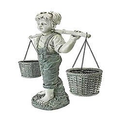 Résine Pelouse Patio Jardin Sculptures Petite Fille Miniature Figurine Ornement 20x14.5x5.5cm