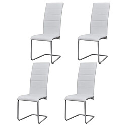 Maison Chic Lot de 4 Chaises à manger cantilever,Chaises de cuisine style scandinave - blanc similicuir -MN70489