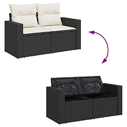 Acheter vidaXL Salon de jardin 11 pcs avec coussins noir résine tressée