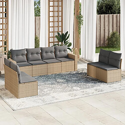 vidaXL Salon de jardin avec coussins 8 pcs beige résine tressée 