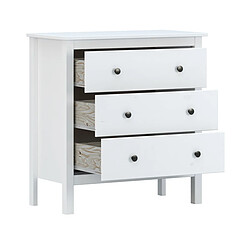 Pegane Commode, meuble de rangement avec 3 tiroirs coloris blanc - longueur 76 x profondeur 40 x hauteur 81 cm