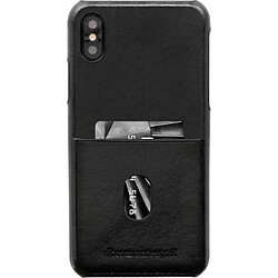 DBRAMANTE1928 Coque pour iPhone X/XS Rigide en Cuir avec Porte-cartes Noir 