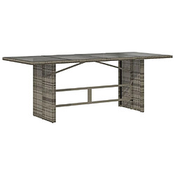 Acheter vidaXL Table de jardin dessus en verre gris 190x80x74cm résine tressée