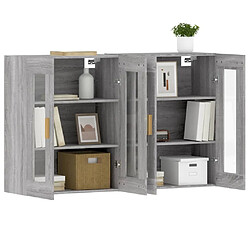 Acheter Maison Chic Lot de 2 Armoires murales,Meuble de Rangement,Armoire Suspendue sonoma gris bois d'ingénierie -MN55829