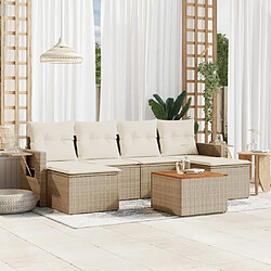 Maison Chic Salon de jardin avec coussins 7 pcs, Ensemble Tables et chaises de jardin, beige résine tressée -GKD809767