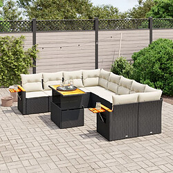 Maison Chic Ensemble Tables et chaises d'extérieur 9 pcs avec coussins,Salon de jardin noir résine tressée -GKD361368