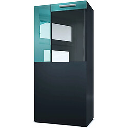 Mpc Vitrine Corps En Noir Mat/façades En Noir Mat Avec Une Bordure En Turquoise Haute Brillance