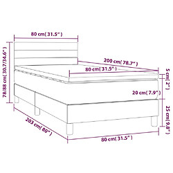 Maison Chic Lit adulte- Lit + matelas,Sommier à lattes de lit et matelas et LED Gris clair 80x200 cm -GKD11494 pas cher