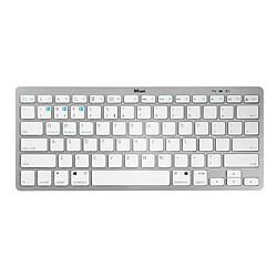 Trust Nado clavier Bluetooth AZERTY Français Métallique, Blanc