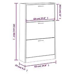 vidaXL Armoire à chaussures Chêne sonoma 63x24x103cm Bois d'ingénierie pas cher