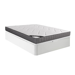 Vente-Unique Ensemble 160 x 200 cm sommier coffre blanc + matelas ressorts ensachés 5 zones accueil mémoire de forme ép.23cm - BABYLONE de YSMÉE