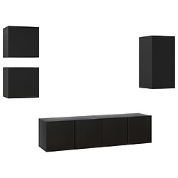 Maison Chic Ensemble de meubles TV 5 pcs | Banc TV Moderne pour salon | Meuble de Rangement - Noir Aggloméré -MN51000