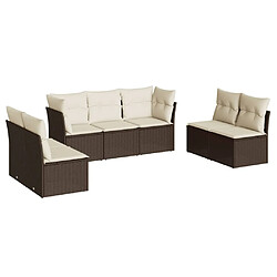 Maison Chic Salon de jardin avec coussins 7 pcs, Ensemble Tables et chaises de jardin, marron résine tressée -GKD477158