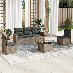 vidaXL Salon de jardin 6 pcs avec coussins gris résine tressée