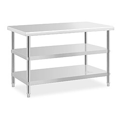 Helloshop26 Table de travail inox - 120 x 70 x 5 cm - 200 kg - 2 tablettes 14_0007324