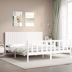 Avis Maison Chic Cadre/structure de lit avec tête de lit pour adulte - Lit Moderne Chambre blanc Super King bois massif -MN64085