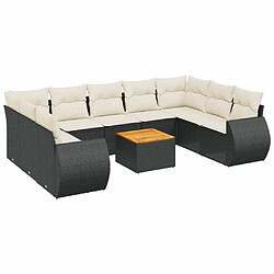 Maison Chic Salon de jardin 10 pcs avec coussins, Ensemble Tables et chaises d'extérieur noir résine tressée -GKD775581