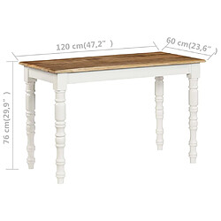 vidaXL Table à manger 120x60x76 cm Bois de manguier massif pas cher