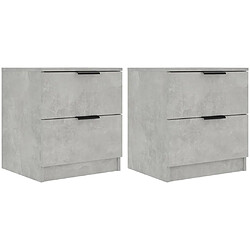 vidaXL Tables de chevet 2 pcs Gris béton Bois d'ingénierie