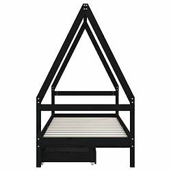 Maison Chic Lit d'Enfant Chambre - Cadre de lit pour enfant avec tiroirs noir 90x200 cm bois pin massif -MN83218 pas cher