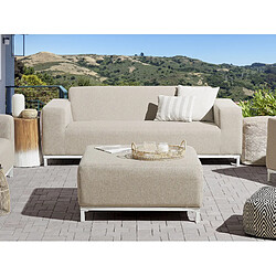 Avis Beliani Canapé de jardin 3 places en tissu beige / pieds blancs ROVIGO