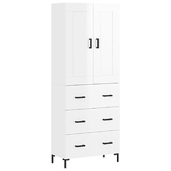 vidaXL Buffet haut Blanc brillant 69,5x34x180 cm Bois d'ingénierie