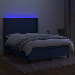 Avis Maison Chic Lit adulte- Lit + matelas + LED,Sommier à lattes de lit matelas et LED Bleu 140x200 cm Tissu -GKD80472