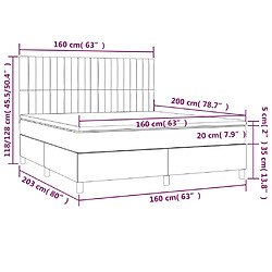 vidaXL Sommier à lattes de lit et matelas et LED Gris clair 160x200 cm pas cher