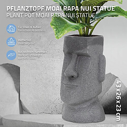 ML-Design Pot de Plantes/Fleurs Tête Île de Pâques, 26x23x43 cm, Gris, Polyrésine, pour Intérieur/Extérieur, Statue Massif, Grand Buste Sculpture, Vase Cache-pot, Planteur Décoration, Urne de Jardin