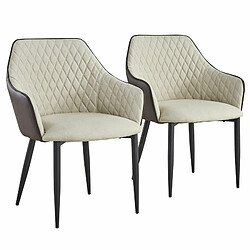 Paris Prix Lot de 2 Fauteuils Design Zoa 88cm Beige & Marron