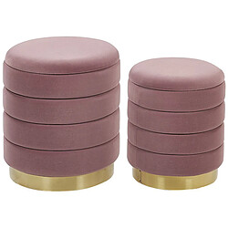 Beliani Set de 2 poufs en velours rose avec rangement GARLAND