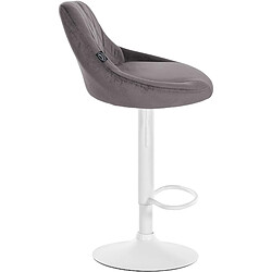 Avis Decoshop26 Tabouret de bar en velours gris coutures décoratives pivotant support métal blanc TDB10659