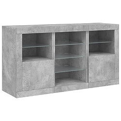 Acheter vidaXL Buffet avec lumières LED gris béton 123x37x67 cm