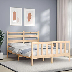 Maison Chic Cadre/structure de lit avec tête de lit pour adulte - Lit Moderne Chambre 120x200 cm bois massif -MN65054