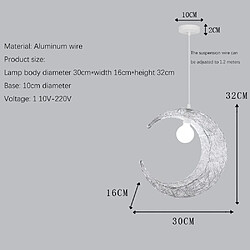 Universal Lustre de lune de 30cm, lumière LED en fer forgé de 220V E27 sans ampoule, lustre en argent en fer forgé dans la chambre à coucher, salle à manger, chambre d'enfants(Argent) pas cher