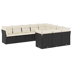 Maison Chic Salon de jardin 10 pcs avec coussins, Ensemble Tables et chaises d'extérieur noir résine tressée -GKD665007