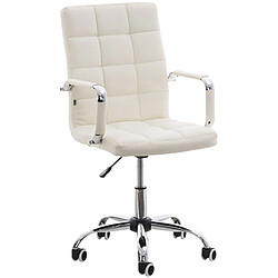 Decoshop26 Chaise de bureau mécanisme d'inclinaison hauteur réglable en PVC blanc et métal chromé 10_0002477