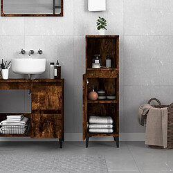 Avis Maison Chic Armoire de bain,Meuble de rangement de salle de bain,Meuble haut chêne fumé 30x30x100 cm bois d'ingénierie -GKD257786