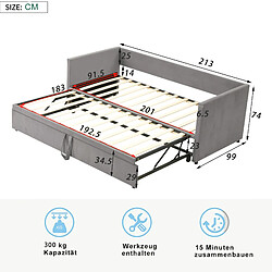 Acheter KOMHTOM Lit rembourré gris 90 / 180 * 200 cm canapé - lit extensible, tissu de velours pro - peau avec cadre à lattes, lit multifonctionnel